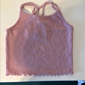art class Pink Racerback Tank Top with Scalloped Hem